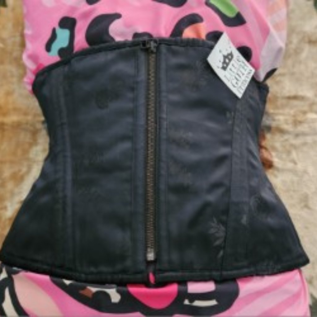 Nwt Lgp-1022 Xl/30" Tight Handmade Usa Corset Beautiful Black Silk Brocade